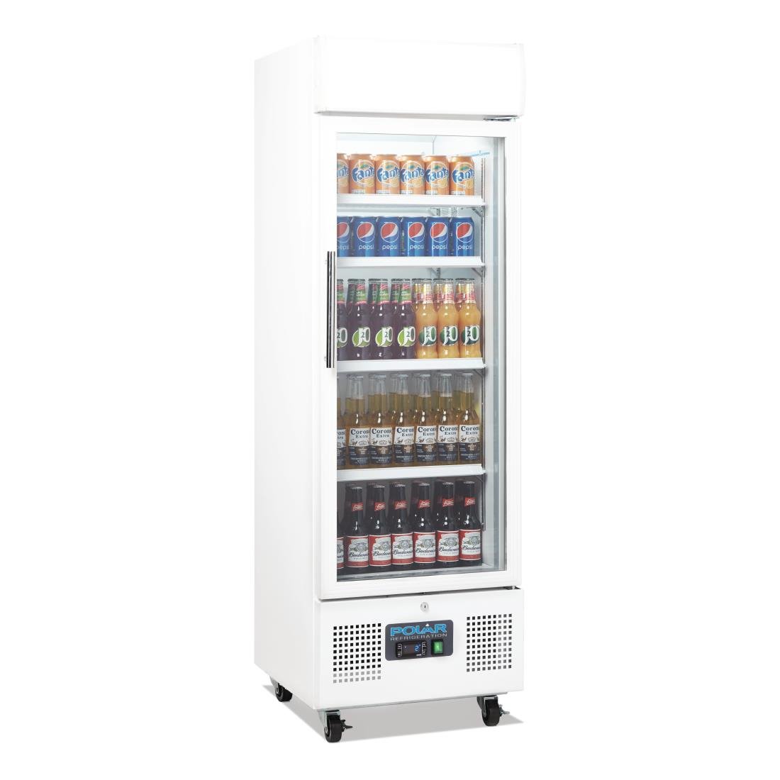 Polar G-Series Upright Display Fridge White 218Ltr