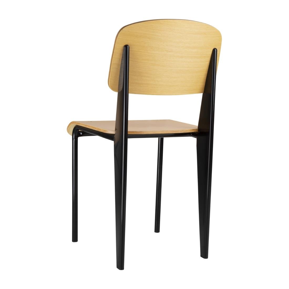 Bolero Wooden Dining Chairs with Black Steel Frame (Pack of 4)