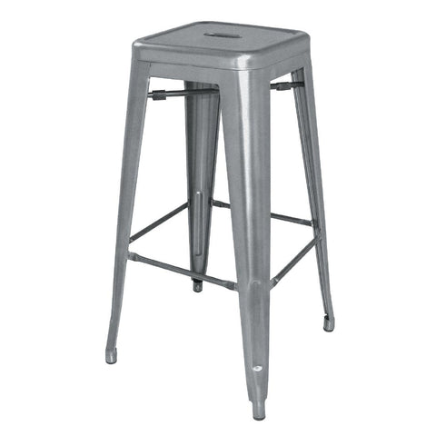 Bolero High Metal Bar Stools Gun Metal Grey (Pack of 4)