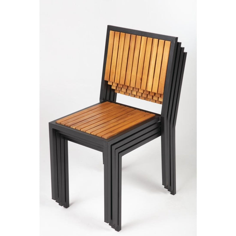 Bolero Steel & Acacia Side Chairs (Pack of 4)
