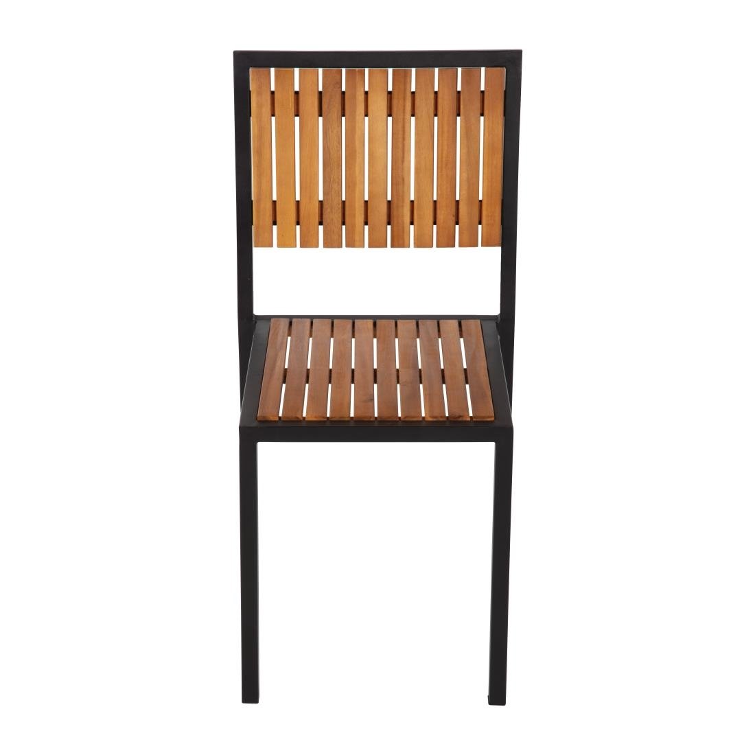 Bolero Steel & Acacia Side Chairs (Pack of 4)