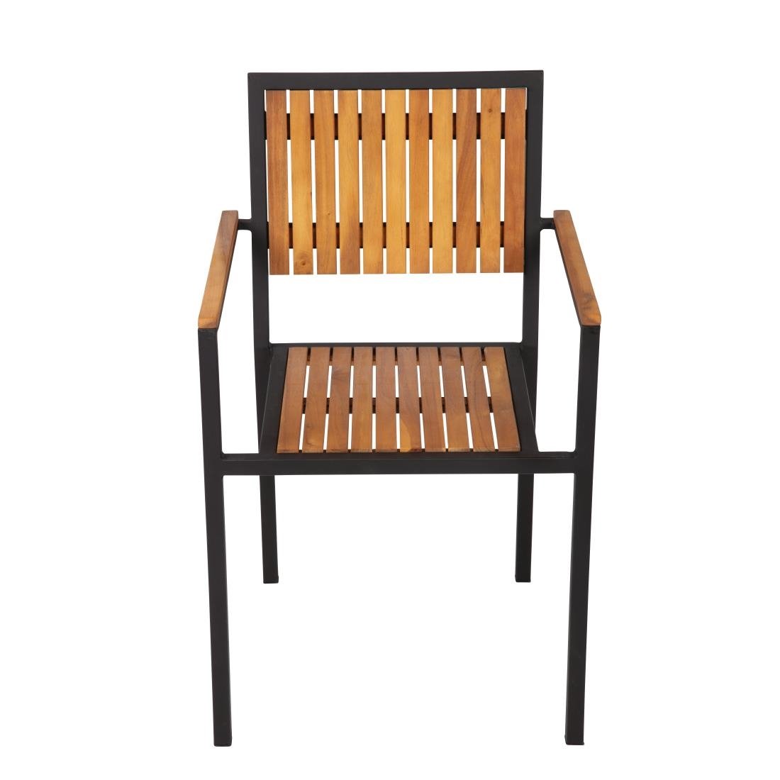 Bolero Steel & Acacia Armchair (Pack of 4)