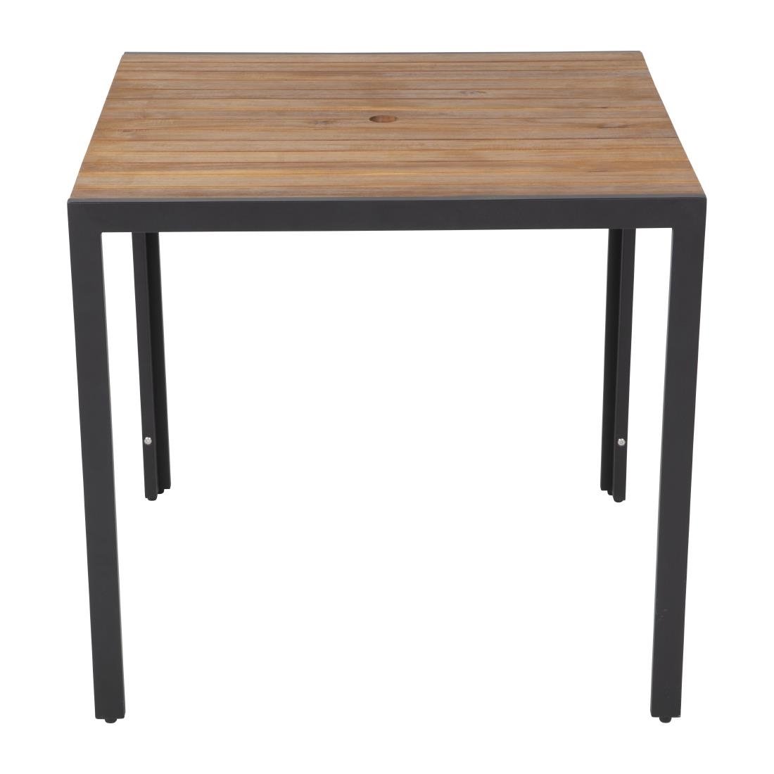 Bolero Square Steel and Acacia Table 800mm