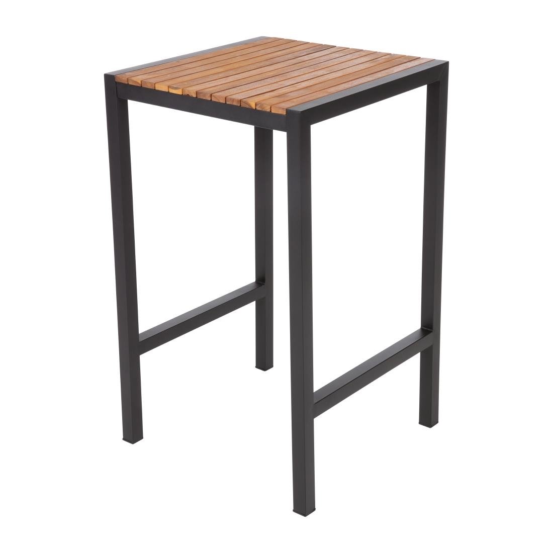 Bolero Square Steel and Acacia Bar Table 600mm