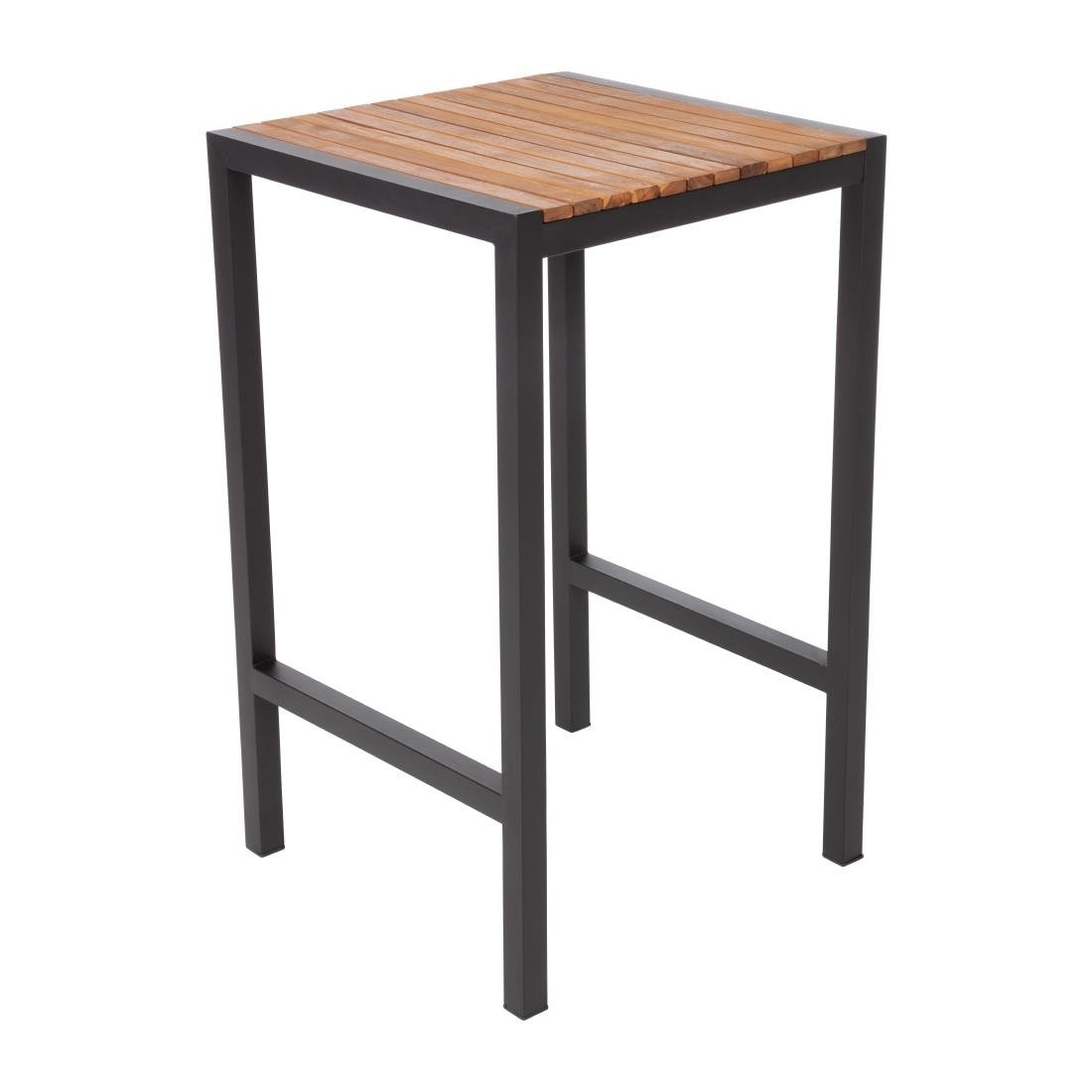 Bolero Square Steel and Acacia Bar Table 600mm