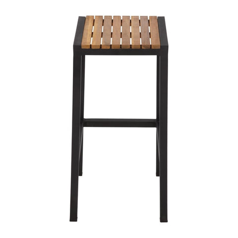 Bolero Black Steel & Acacia Wood Bar Stools (Pack of 2)