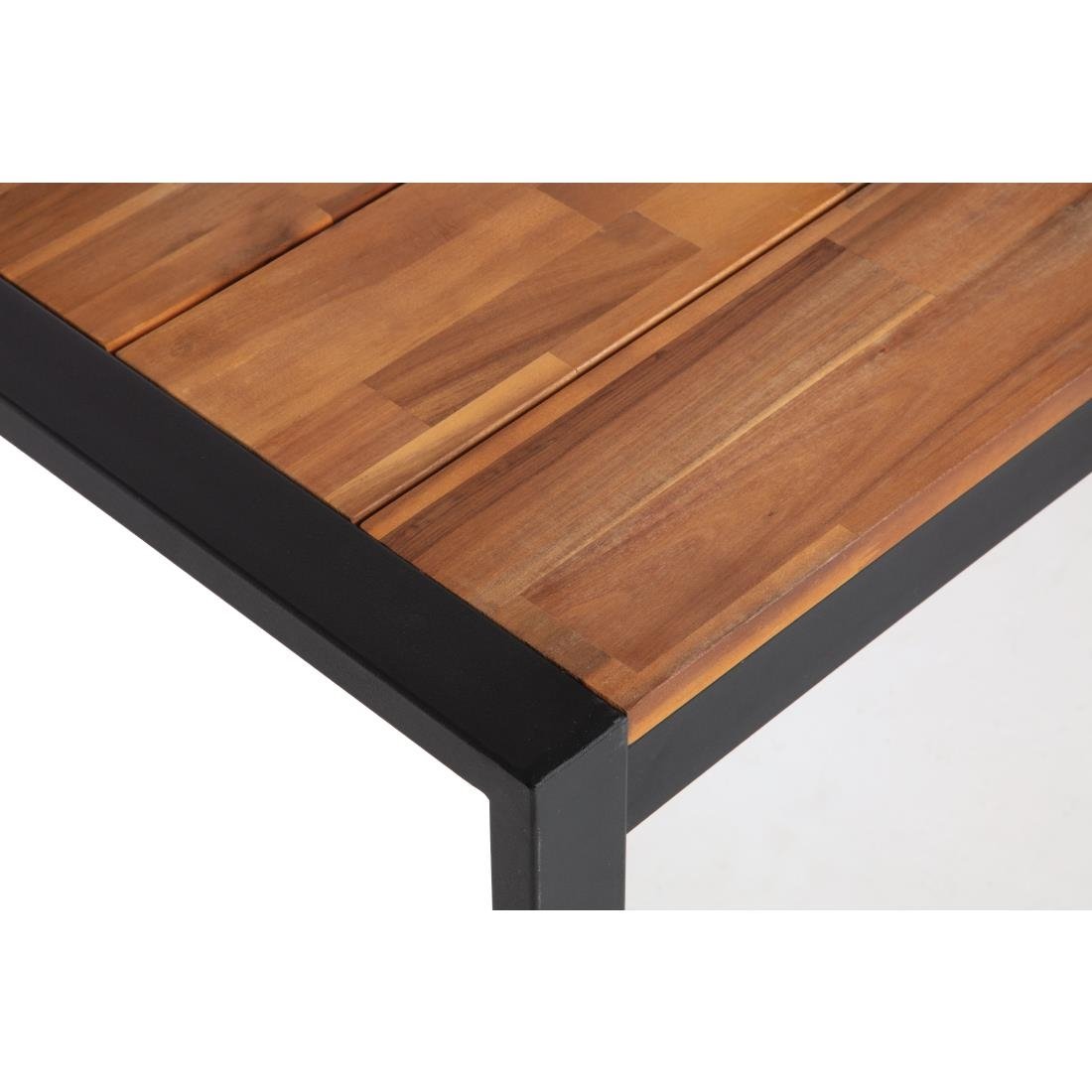 Bolero Acacia Wood and Steel Rectangular Industrial Table 1800mm