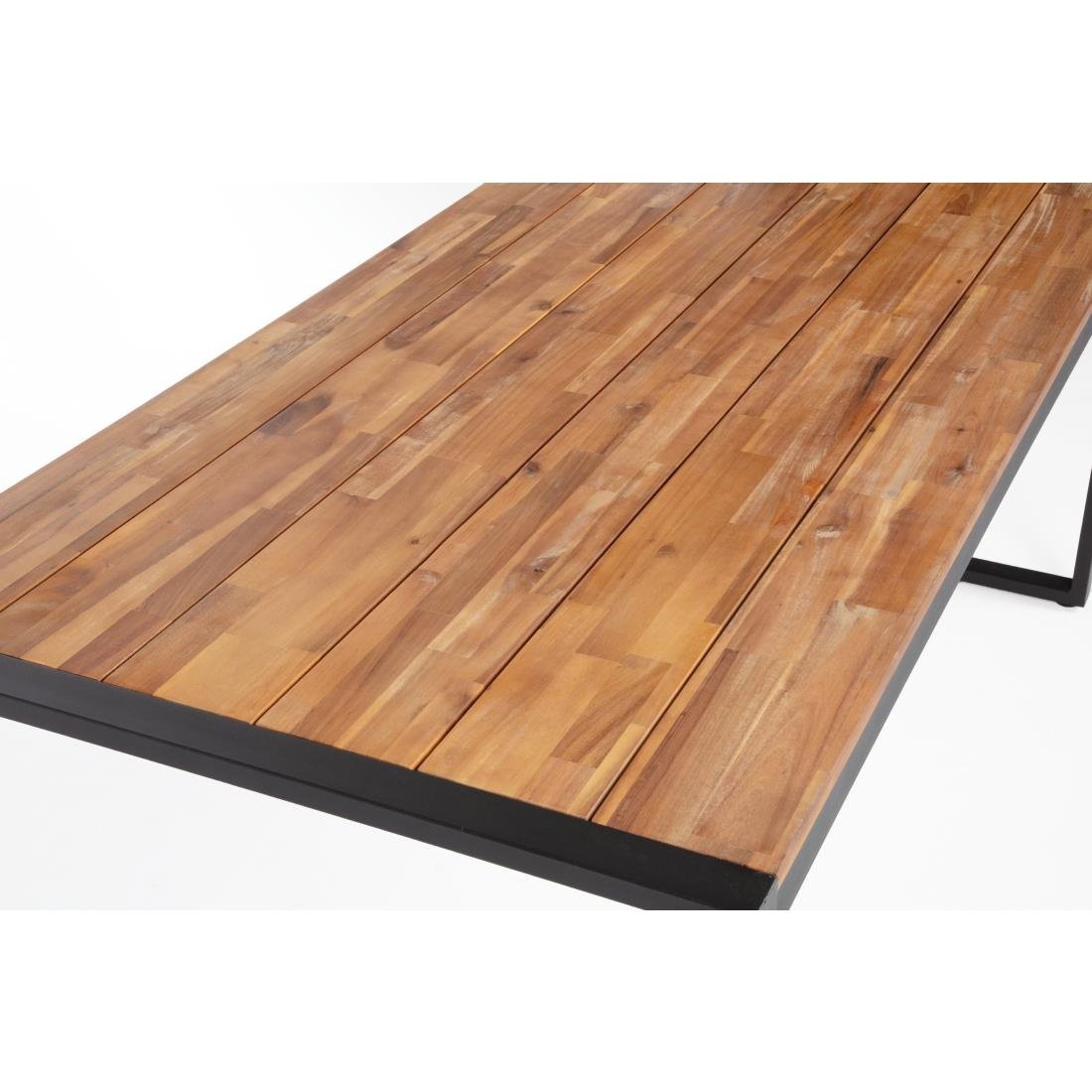 Bolero Acacia Wood and Steel Rectangular Industrial Table 1800mm