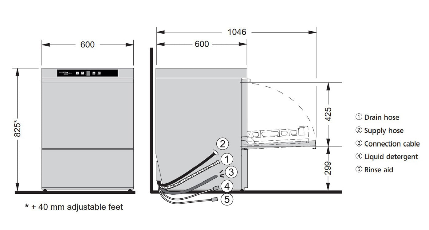 Hobart Ecomaxplus Undercounter Dishwasher - F515