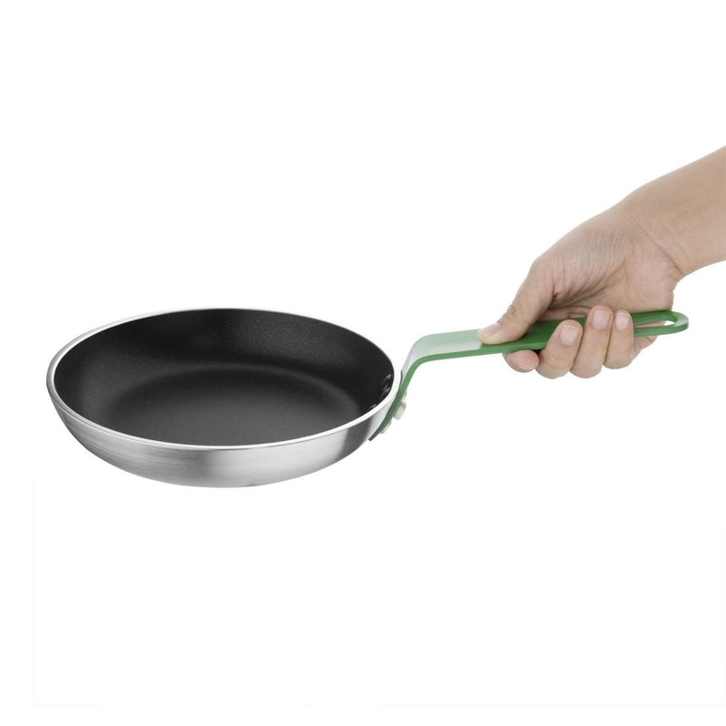 Hygiplas Non Stick Teflon Aluminium Frying Pan with Green Handle 240mm