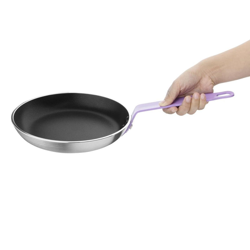 Hygiplas Non Stick Teflon Aluminium Frying Pan with Purple Handle 240mm