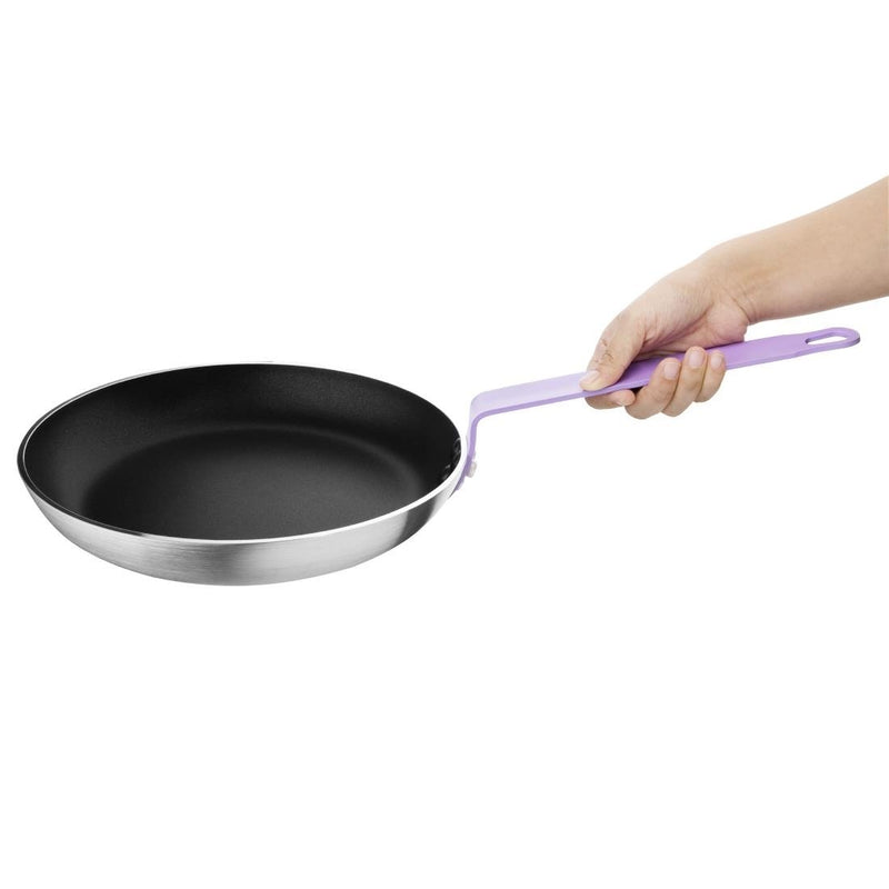 Hygiplas Non Stick Teflon Aluminium Frying Pan with Purple Handle 280mm