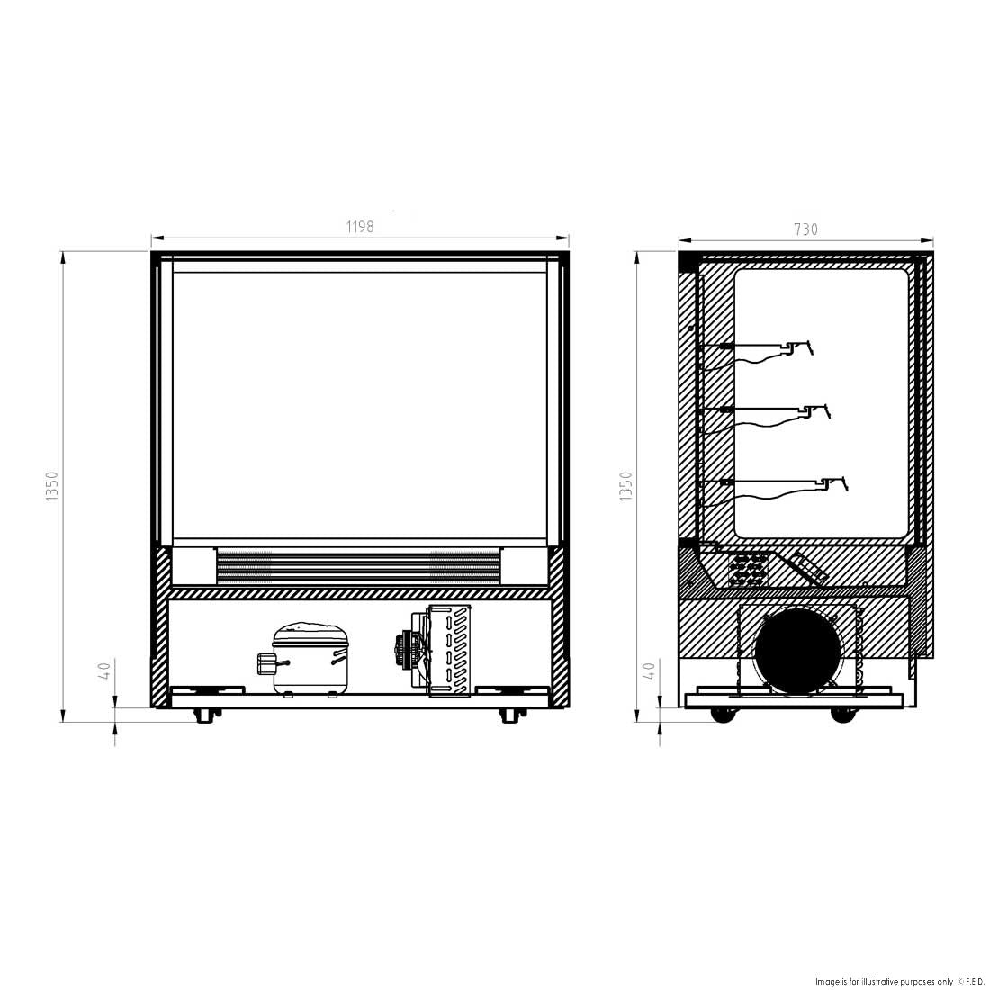 Bonvue Modern 3 Shelves Cake Or Food Display GAN-1200RF3