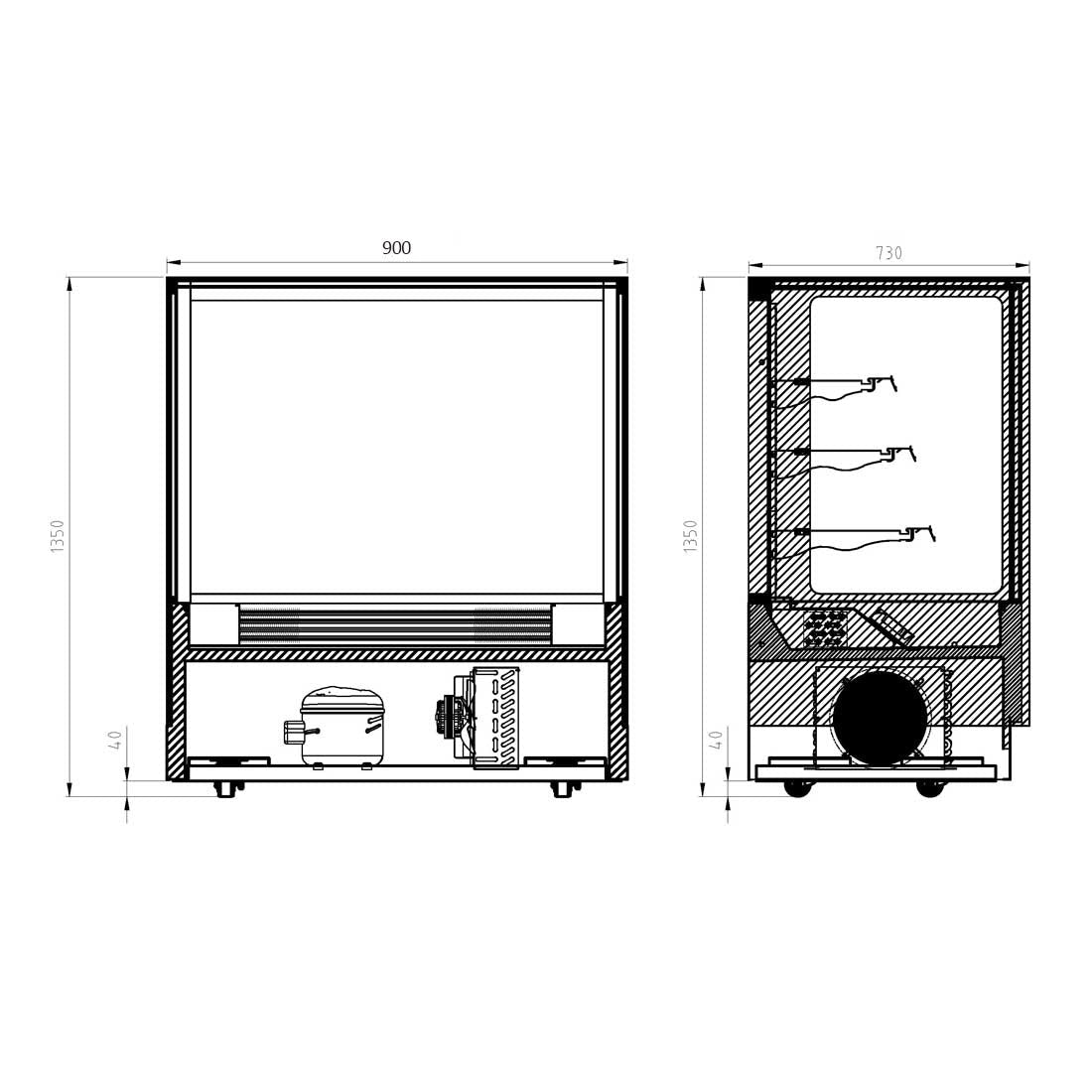 Bonvue Modern 3 Shelves Cake Or Food Display GAN-900RF3