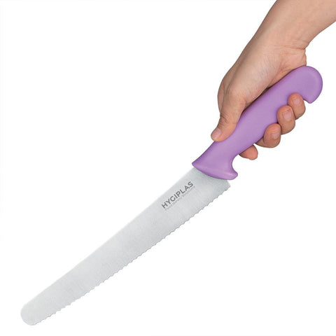 Hygiplas Serrated Pastry Knife Purple 255mm - FP733