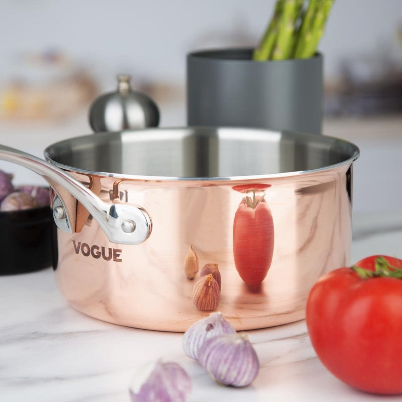 Vogue Induction Tri-Wall Copper Saucepan - 200x100mm