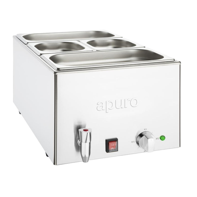Apuro Bain-Marie with Tap & Pans 2x GN 1/3 2x GN 1/6