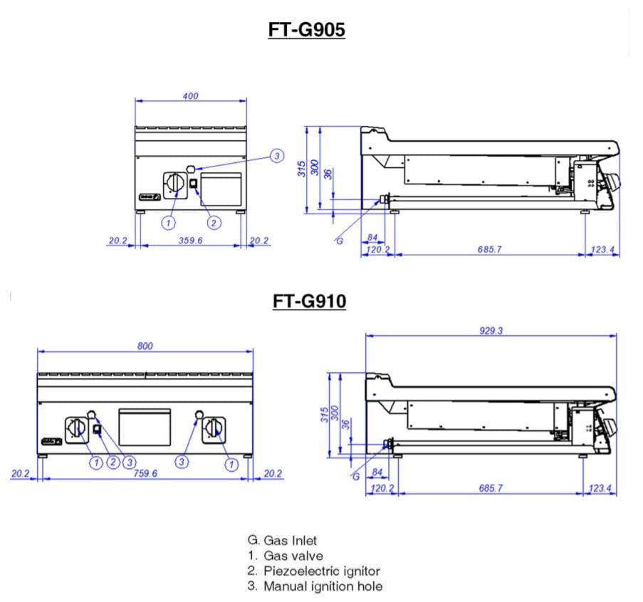 Fagor 900 Series Natural Gas Chrome 1 Zone Fry Top FTG-C9-05L