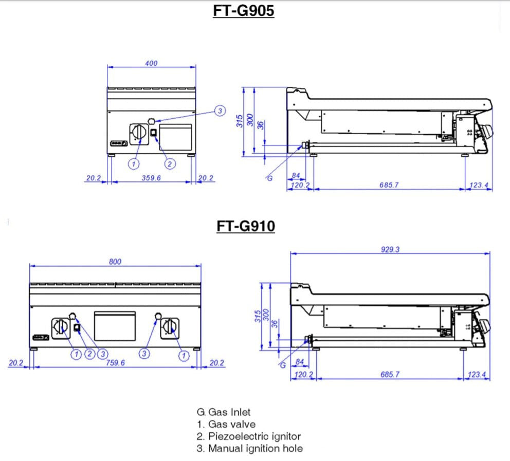 Fagor 900 Series Natural Gas Chrome 2 Zone Fry Top FTG-C9-10L