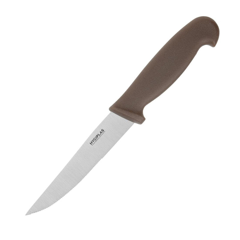 Hygiplas Vegetable Knife Serrated Brown 102mm