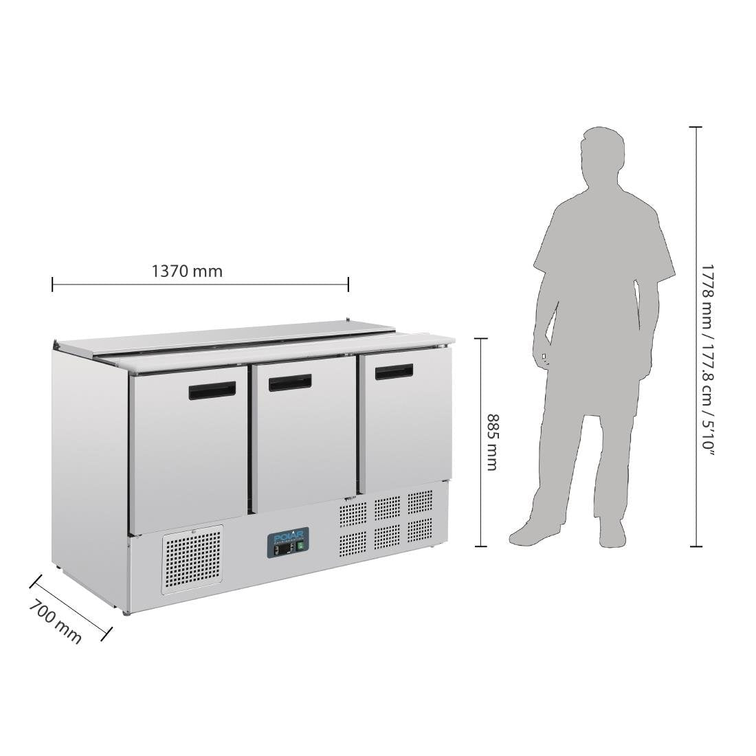 Polar G-Series Saladette Counter Fridge 368Ltr