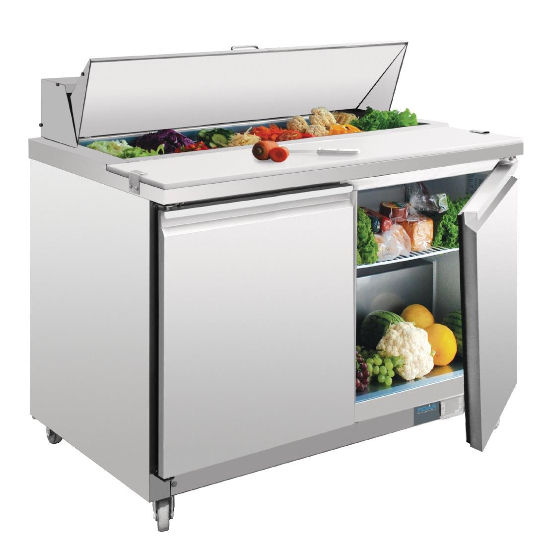 Polar U-Series 2 Door Prep Counter Fridge 405Ltr