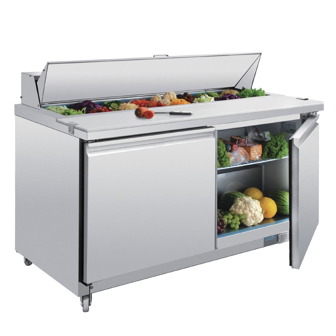 Polar U-Series 2 Door Prep Counter Fridge 527Ltr