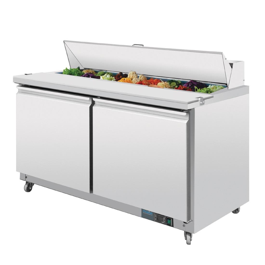 Polar U-Series 2 Door Prep Counter Fridge 527Ltr