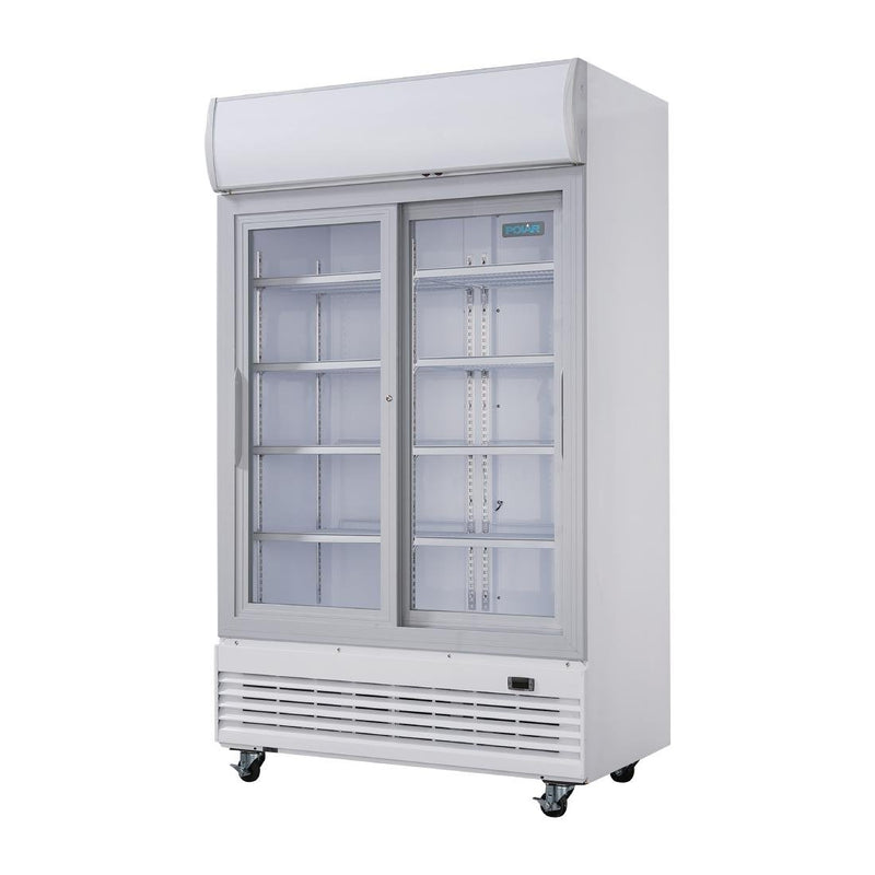 Polar G-Series Sliding Door Upright Display Cooler with Light Box 950Ltr