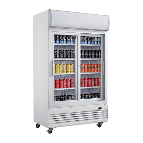 Polar G-Series Sliding Door Upright Display Cooler with Light Box 950Ltr