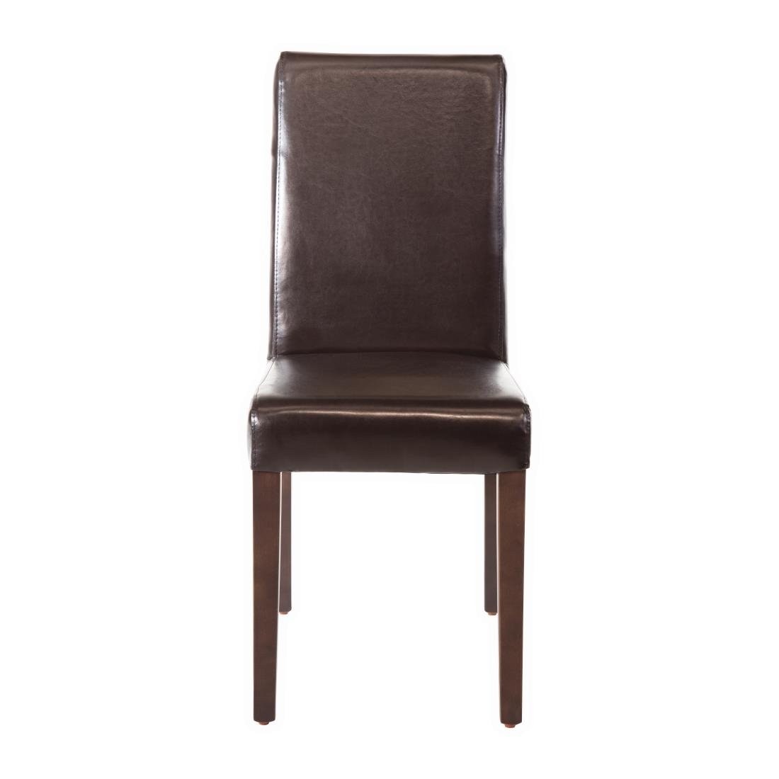 Bolero Faux Leather Dining Chairs Brown (Pack of 2)