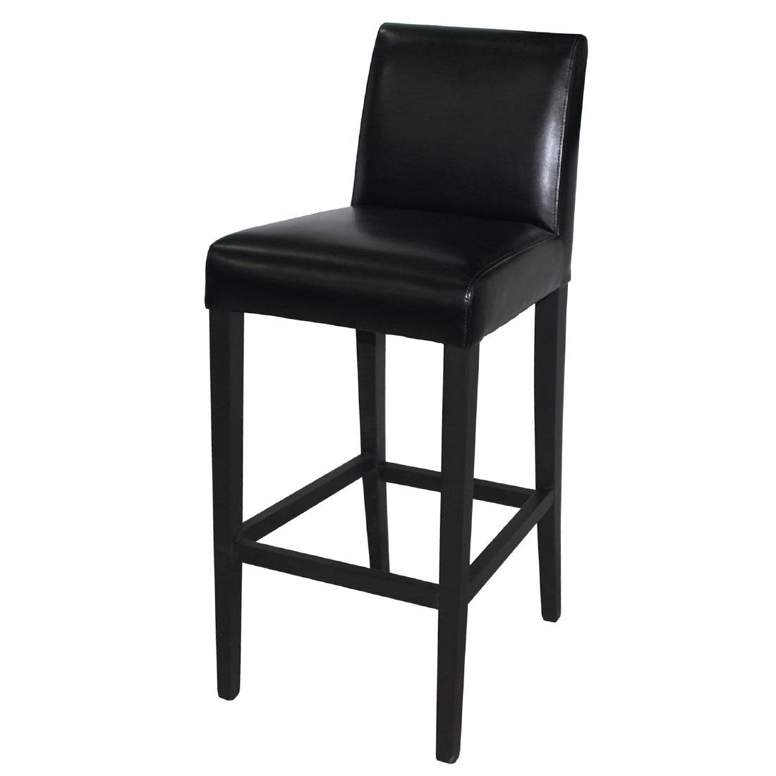 Bolero Black Faux Leather Wooden Bar Stool