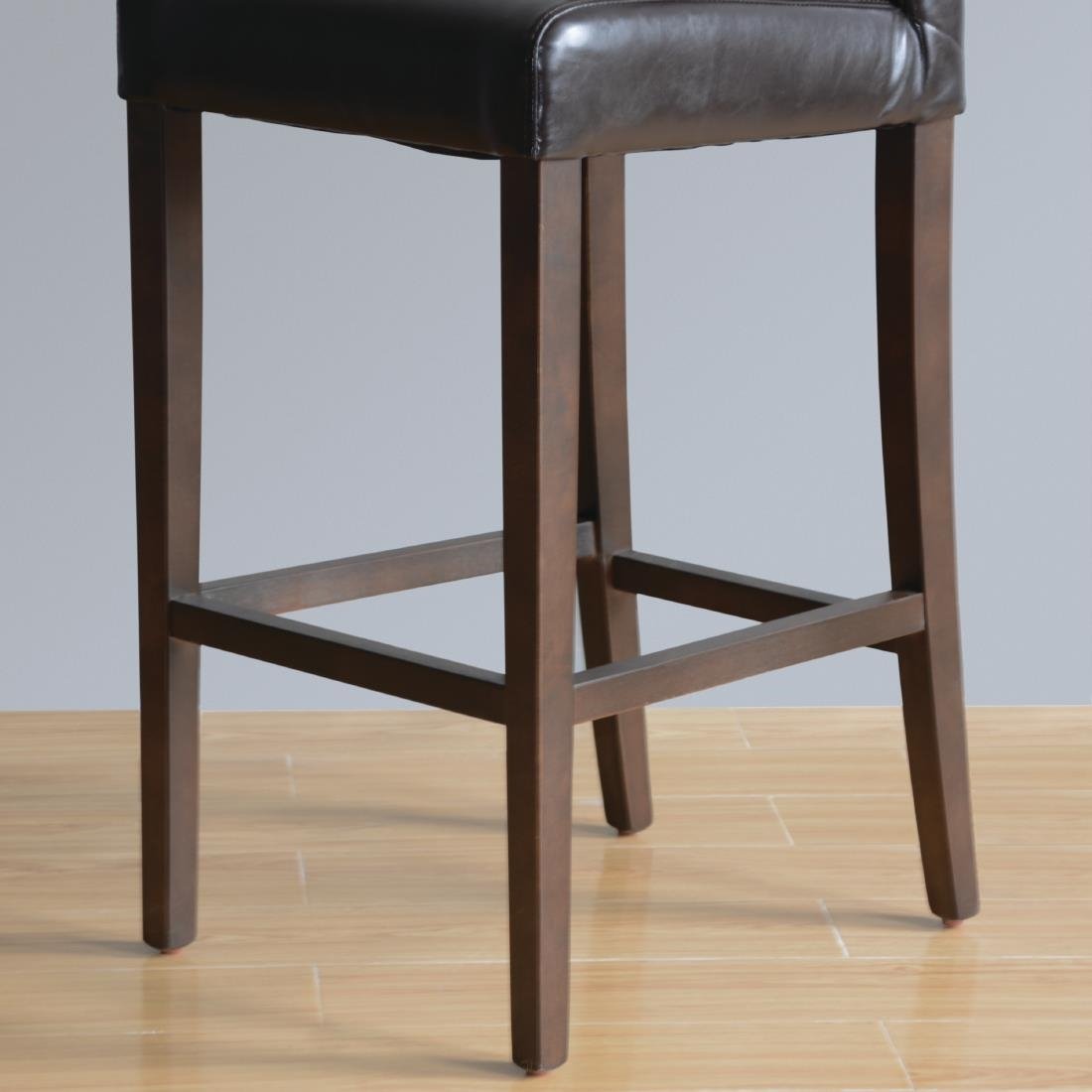 Bolero Black Faux Leather Wooden Bar Stool