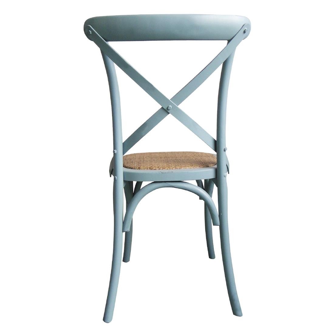 Bolero Blue Wooden Dining Chairs with Backrest (Pack of 2)