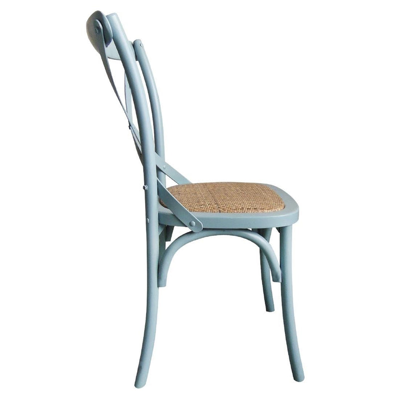 Bolero Blue Wooden Dining Chairs with Backrest (Pack of 2)