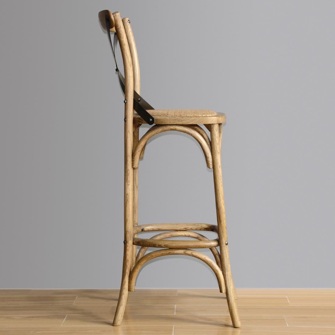 Bolero Wooden Bar Stool with Backrest