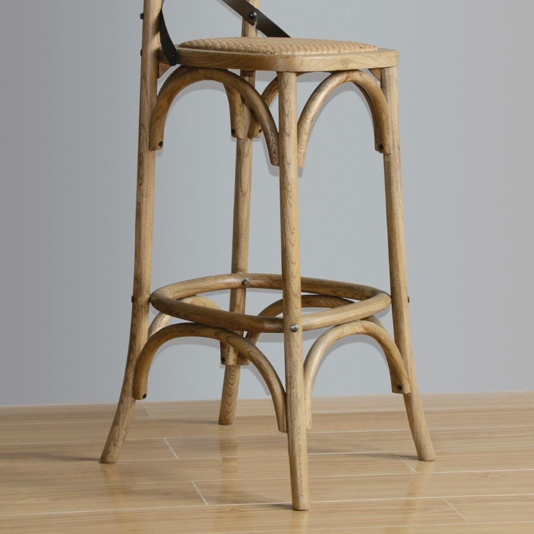 Bolero Wooden Bar Stool with Backrest