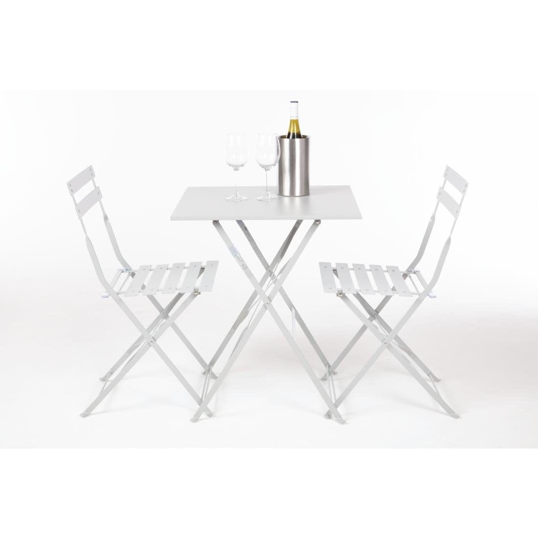 Bolero Grey Pavement Style Steel Folding Chairs (Pack of 2)