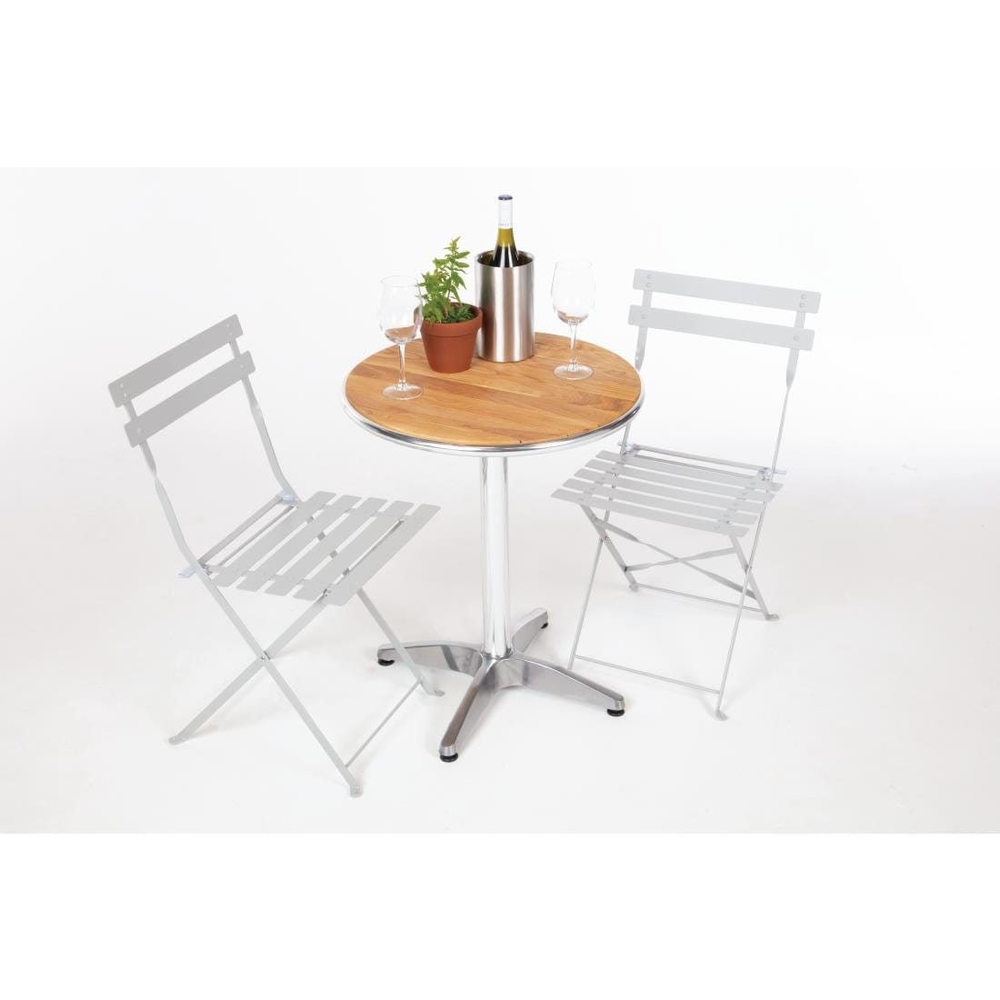 Bolero Grey Pavement Style Steel Folding Chairs (Pack of 2)