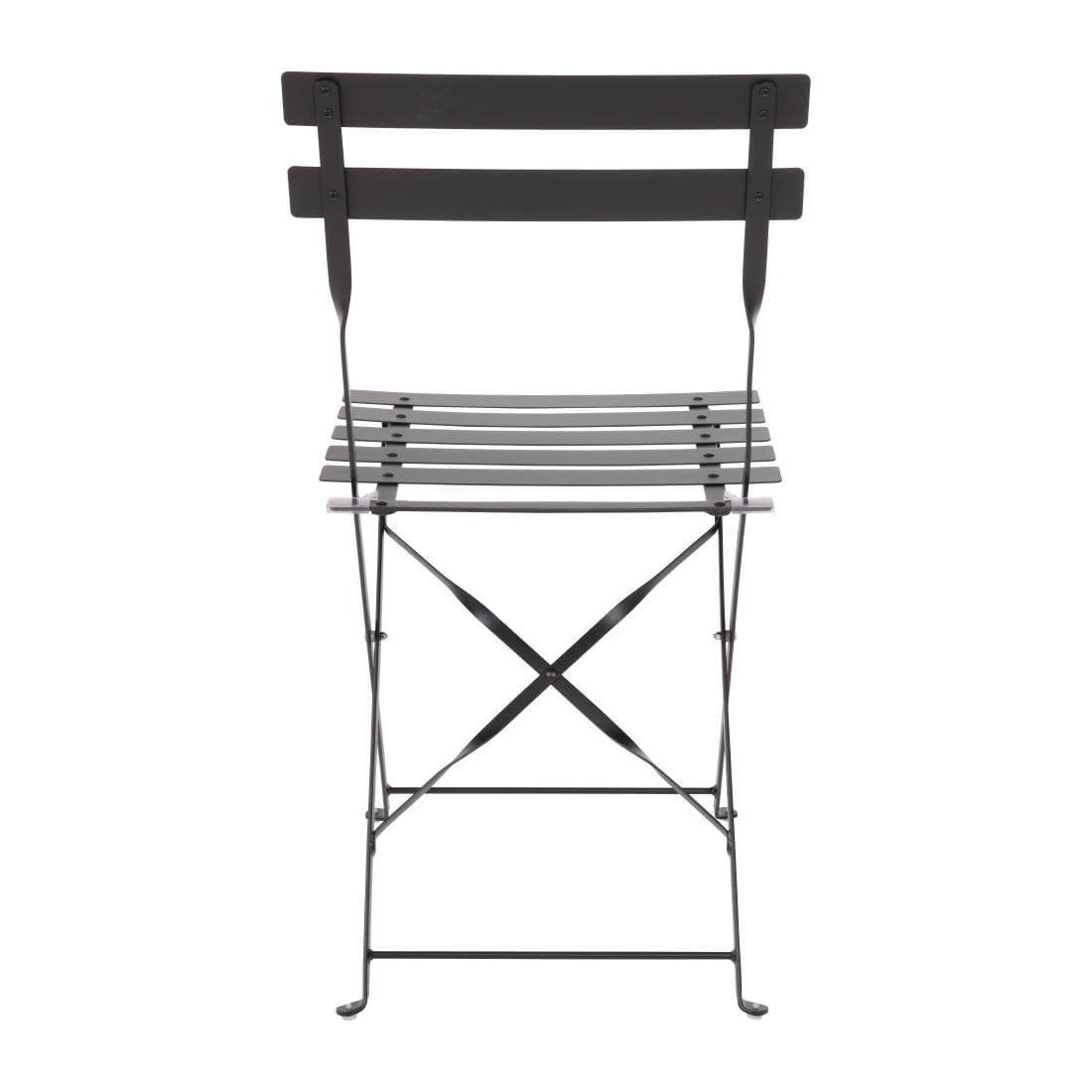 Bolero Black Pavement Style Steel Folding Chairs (Pack of 2)