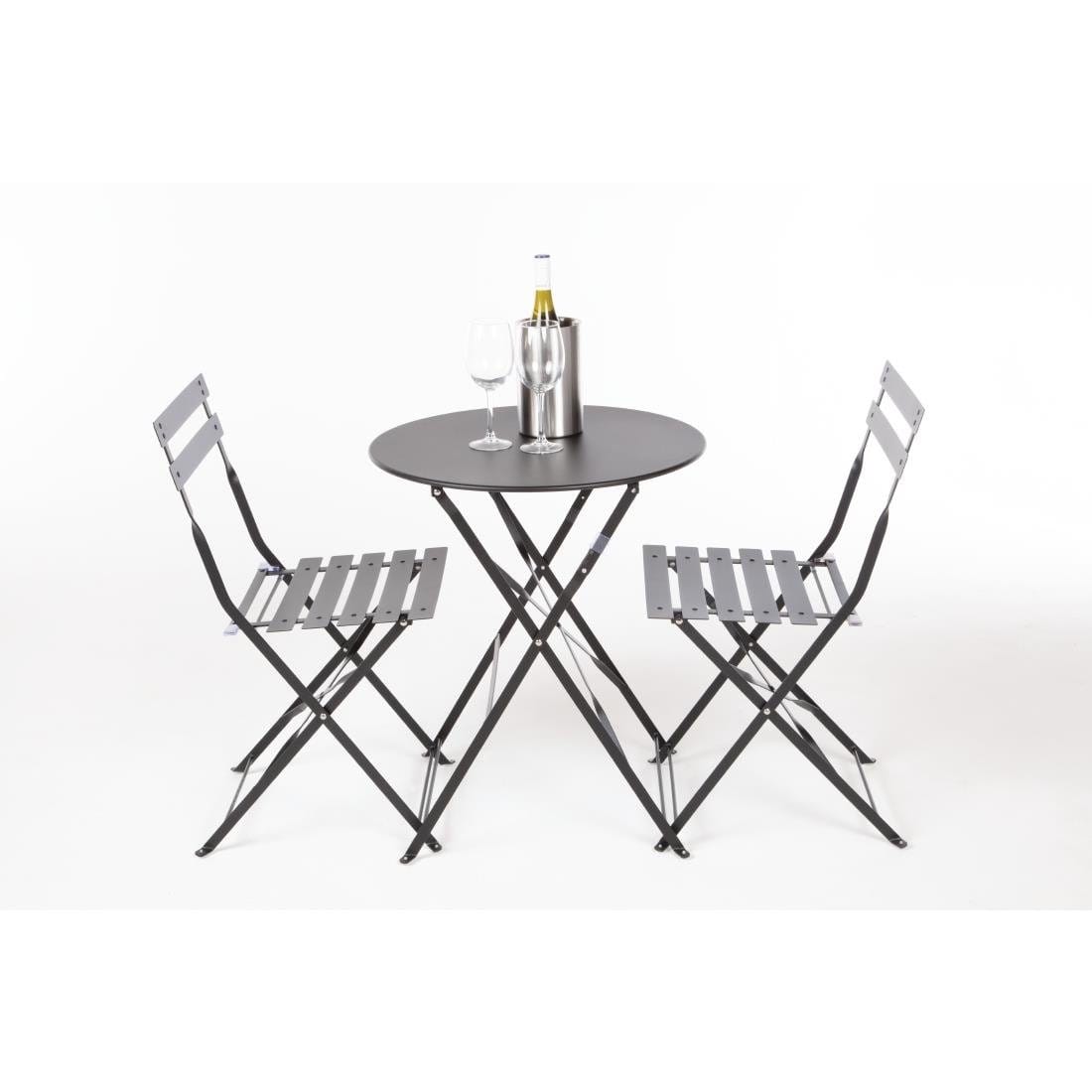 Bolero Black Pavement Style Steel Folding Chairs (Pack of 2)