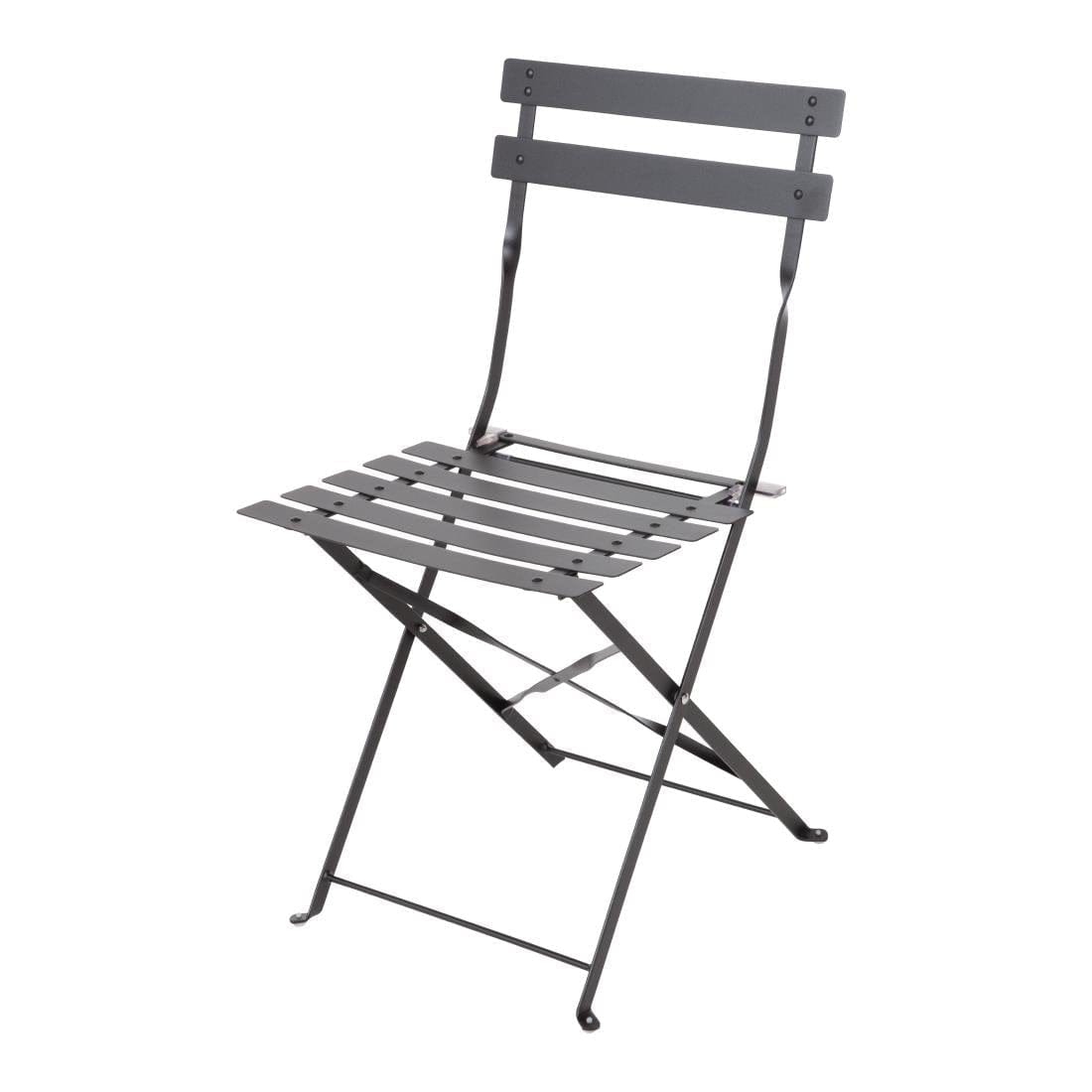 Bolero Black Pavement Style Steel Folding Chairs (Pack of 2)