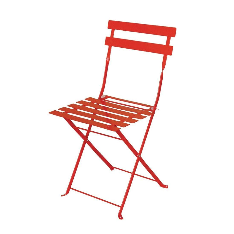 Bolero Red Pavement Style Steel Folding Chairs (Pack of 2)