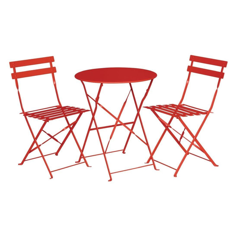 Bolero Red Pavement Style Steel Folding Chairs (Pack of 2)