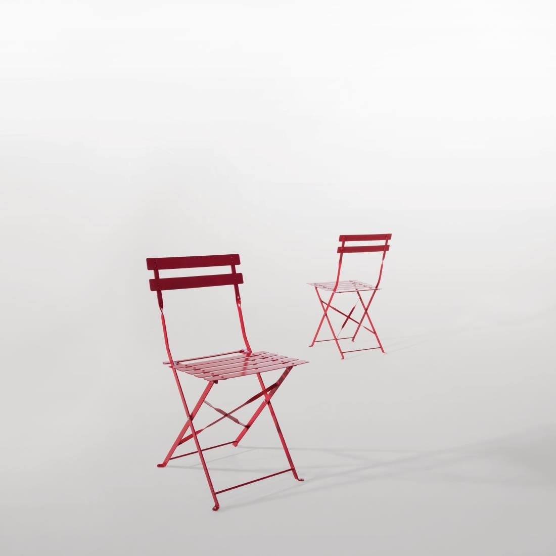 Bolero Red Pavement Style Steel Folding Chairs (Pack of 2)