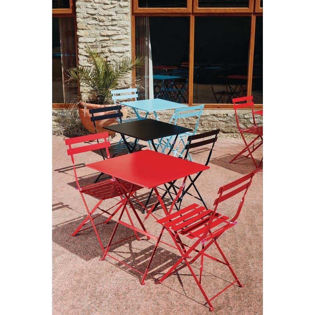 Bolero Red Pavement Style Steel Folding Chairs (Pack of 2)