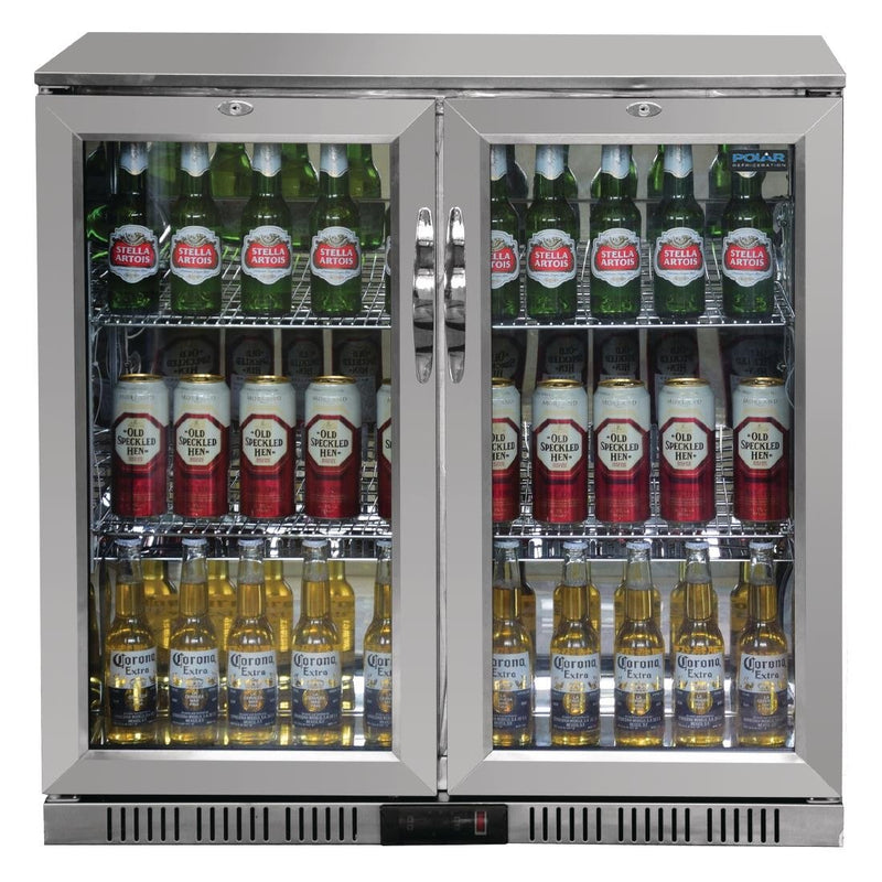 Polar G-Series Counter Back Bar Cooler with Hinged Doors Stainless Steel 208Ltr