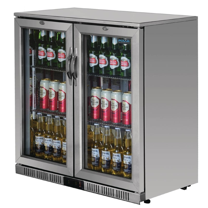 Polar G-Series Counter Back Bar Cooler with Hinged Doors Stainless Steel 208Ltr