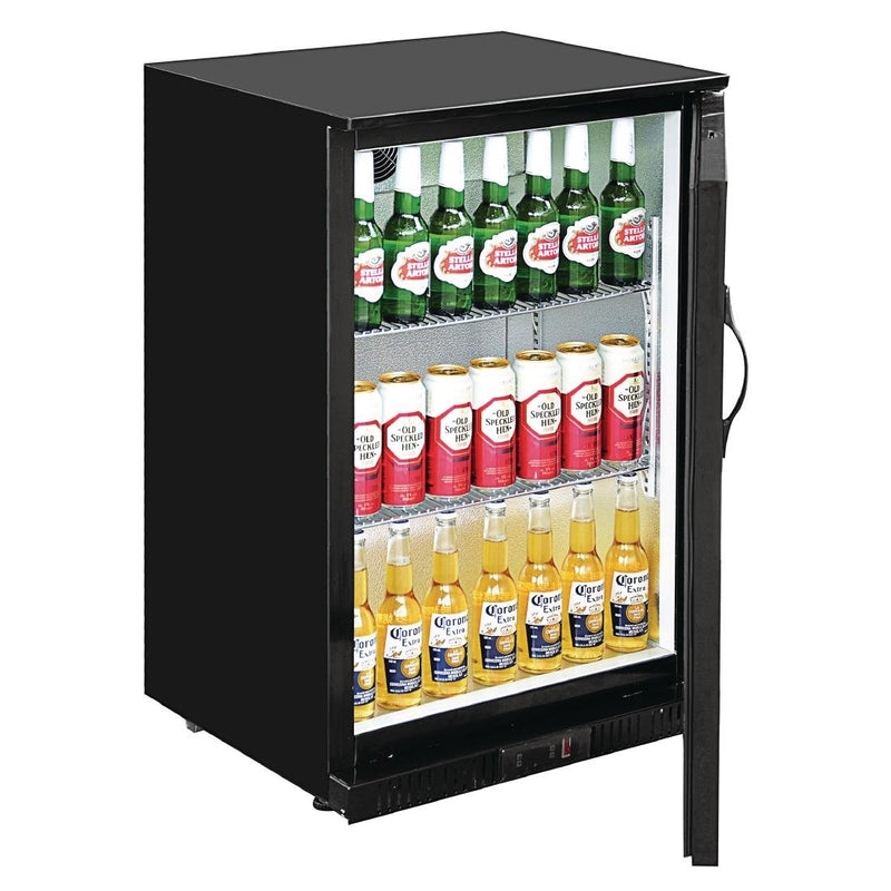 Polar G-Series 900mm Single Solid Door Back Bar Cooler in Black 138Ltr