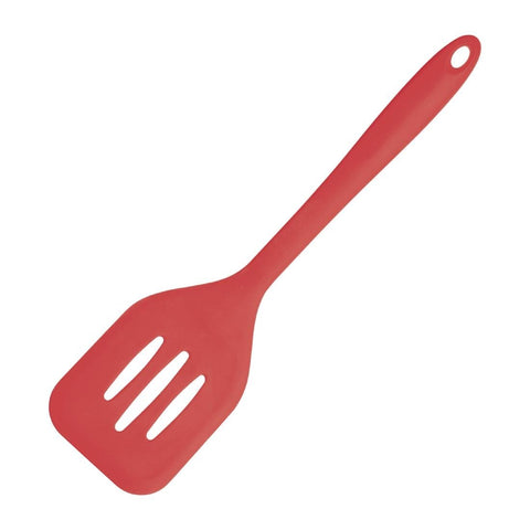 Vogue Silicone Flexible Slotted Spatula Red 31cm